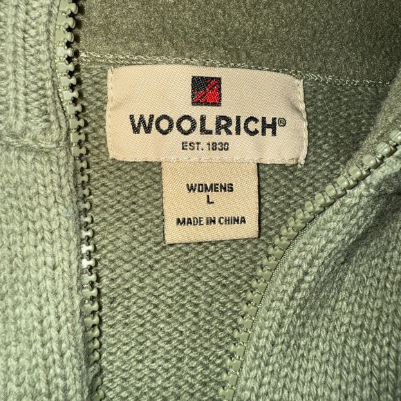 Woolrich Women’s Sz Large Pullover Lambswool Sweater 1/4 Zip Sage Green - Picture 3 of 8